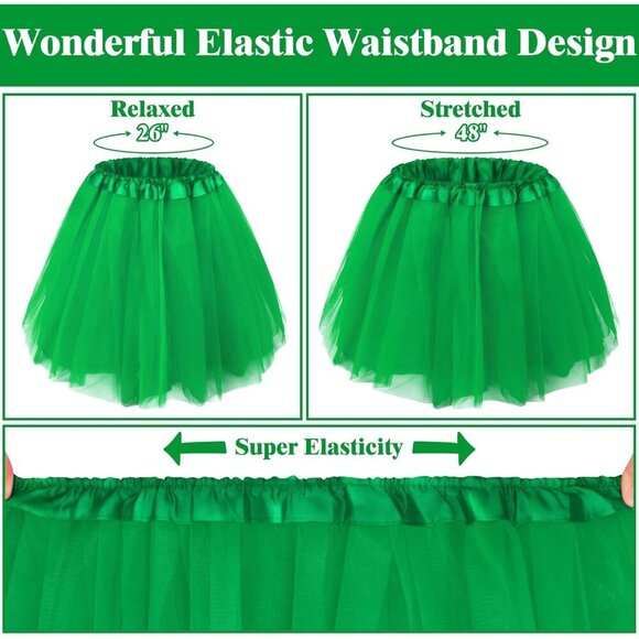 Women's Green Adults 5 Layered Tulle Skirt Halloween Tutus Fluffy Skirts - Picture 5 of 6